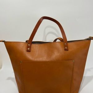 PORTLAND LEATHER CLASSIC LEATHER TOTE. ENGLISH BRIDLE HANDLES. Large Size. HONEY